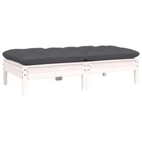Sofá de jardín de 2 plazas con cojines madera de pino blanco by vidaXL, Modular outdoor sofas - Ref: Foro24-806659, Price: 10...