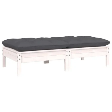 Zweiplätziges Gartensofa mit Kissen aus weißem Kiefernholz. von vidaXL, Modulare Sofas für den Außenbereich - Ref: Foro24-806...