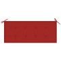 Banco Batavia madera maciza de teca con cojín rojo 120 cm