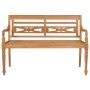 Banco Batavia madera maciza teca y cojín a cuadros gris 120 cm