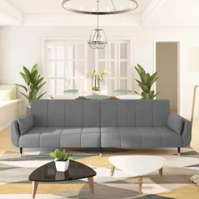 Sofá cama de 2 plazas con dos almohadas terciopelo gris claro by vidaXL, Sofas - Ref: Foro24-337582, Price: 310,23 €, Discoun...