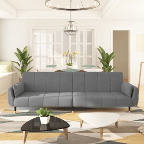 Sofá cama de 2 plazas con dos almohadas terciopelo gris claro by vidaXL, Sofas - Ref: Foro24-337582, Price: 316,75 €, Discoun...