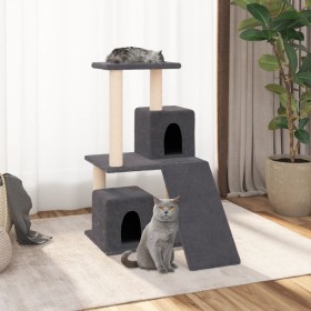 Rascador para gatos con postes de sisal gris oscuro 82 cm