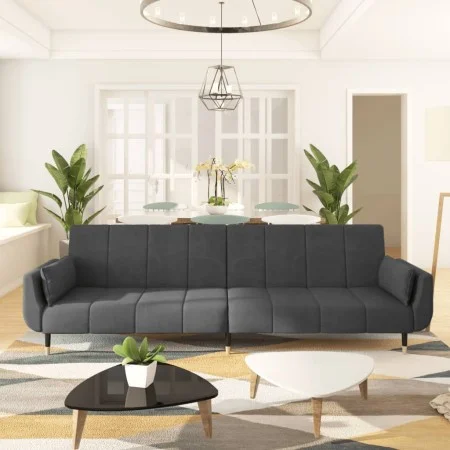 2-seater sofa bed with two dark gray velvet pillows by vidaXL, Sofas - Ref: Foro24-337583, Price: 324,67 €, Discount: %