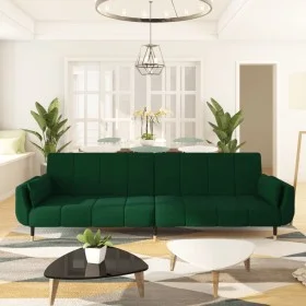 2-seater sofa bed with two dark green velvet cushions by vidaXL, Sofas - Ref: Foro24-337584, Price: 353,74 €, Discount: %
