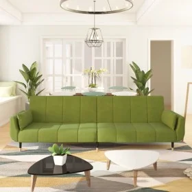 2-Sitzer-Schlafsofa mit zwei hellgrünen Samtkissen von vidaXL, Sofas - Ref: Foro24-337585, Preis: 325,51 €, Rabatt: %