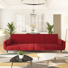 Two-seater sofa bed with two wine-colored velvet pillows by vidaXL, Sofas - Ref: Foro24-337587, Price: 324,30 €, Discount: %