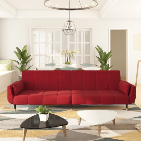 Two-seater sofa bed with two wine-colored velvet pillows by vidaXL, Sofas - Ref: Foro24-337587, Price: 332,01 €, Discount: %