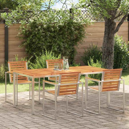 MesaComedorExterior Marrón 200x90x75cm Teak sólido