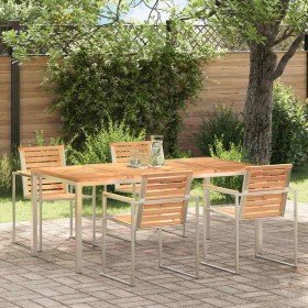 MesaComedorExterior Marrón 200x90x75cm Teak sólido