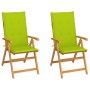 Sillas de jardín 2 uds con cojines verde brillante madera teca