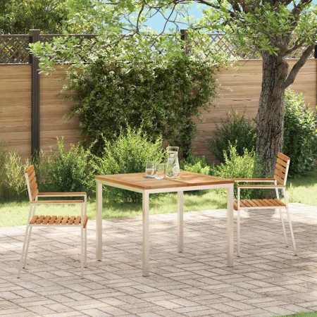 Silla de Jardín 2 pcs Marrón Madera maciza de Teca