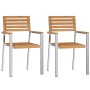 Silla de Jardín 2 pcs Marrón Madera maciza de Teca