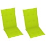 Sillas de jardín 2 uds con cojines verde brillante madera teca