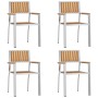 SilladeJardín 4 pcs Marrón 56x54,5x87cm Madera de teca maciza en Sillas de jardín | Comprar online en Foro24