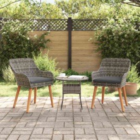 Silla de Jardín 2 pcs Gris 55 x 62.5 x 82cm ratán sintético
