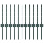 Postes de cerca 11 pcs Verde 40 cm Acero