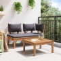 Banco de jardín 2 pcs Marrón Madera maciza de Teca