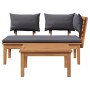 Banco de jardín 2 pcs Marrón Madera maciza de Teca