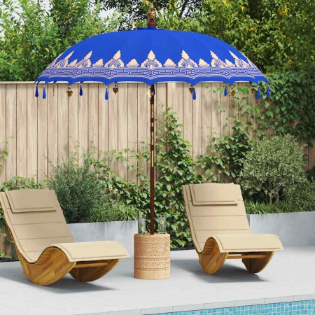 Parasol Balinés Azul (210-220) x 260 cm Algodón y madera maciza