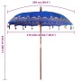 Parasol Balinés Azul (210-220) x 260 cm Algodón y madera maciza