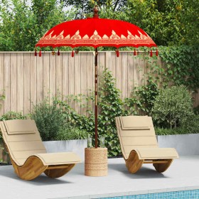 Parasol Balinés Rojo (180-190) x 260 cm Algodón y madera maciza