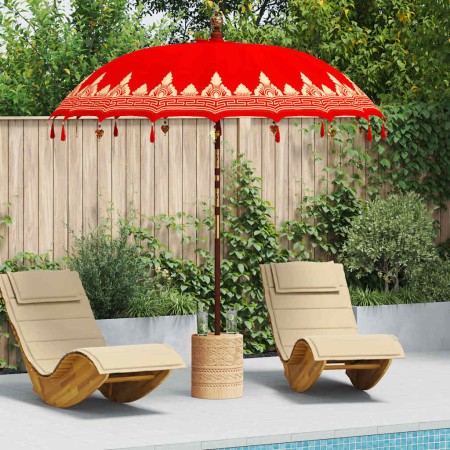 Parasol Balinés Rojo (210-220) x 260 cm Algodón y madera maciza