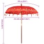 Parasol Balinés Rojo (210-220) x 260 cm Algodón y madera maciza