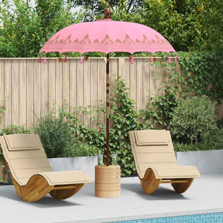 Parasol Balinés Rosa (180-190) x 260 cm Algodón y madera maciza