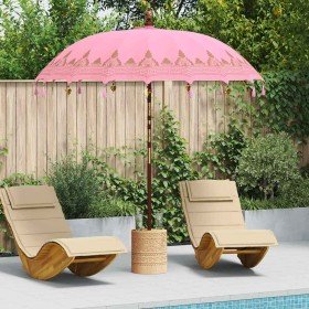 Parasol Balinés Rosa (210-220) x 260 cm Algodón y madera maciza