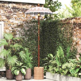 Parasol Balinés Crema (90-100) x 260 cm Algodón y madera maciza