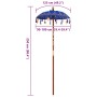 Parasol Balinés Azul (90-100) x 260 cm Algodón y madera maciza
