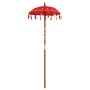 Parasol Balinés Rojo (90-100) x 260 cm Algodón y madera maciza