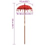 Parasol Balinés Rojo (90-100) x 260 cm Algodón y madera maciza