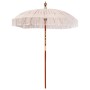 Sombrilla Crema (185-195) x 250 cm Algodón y madera maciza