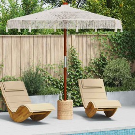 Sombrilla Crema (250-255) x 250 cm Algodón y madera maciza