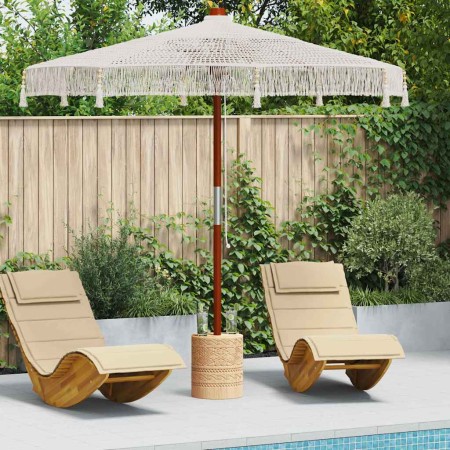 Sombrilla Crema (250-255) x 250 cm Algodón y madera maciza