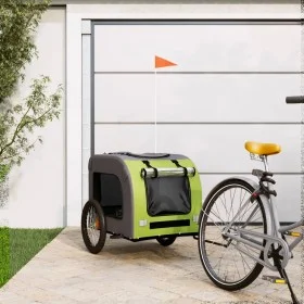 Pet Bicycle Trailer Iron Oxford Cloth Green Gray by vidaXL, pet strollers - Ref: Foro24-93843, Price: 98,53 €, Discount: %