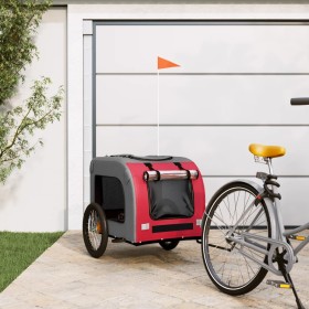 Remolque de bicicleta mascotas hierro tela Oxford rojo gris