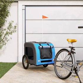 Remolque de bicicleta mascotas hierro tela Oxford azul gris