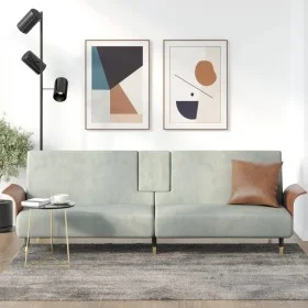 Hellgraues Samtschlafsofa mit Getränkehalter von vidaXL, Sofas - Ref: Foro24-351850, Preis: 317,55 €, Rabatt: %
