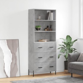 Aparador alto madera contrachapada gris hormigón 69,5x34x180 cm de vidaXL, Aparadores - Ref: Foro24-3189393, Precio: 165,38 €...