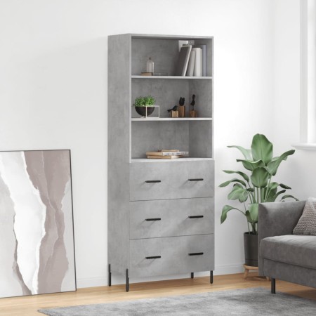 Hohes Sideboard aus betongrauem Sperrholz, 69,5 x 34 x 180 cm von vidaXL, Sideboards - Ref: Foro24-3189393, Preis: 165,38 €, ...