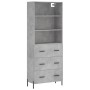 Hohes Sideboard aus betongrauem Sperrholz, 69,5 x 34 x 180 cm von vidaXL, Sideboards - Ref: Foro24-3189393, Preis: 165,38 €, ...