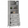 Hohes Sideboard aus betongrauem Sperrholz, 69,5 x 34 x 180 cm von vidaXL, Sideboards - Ref: Foro24-3189393, Preis: 165,38 €, ...
