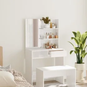 Dresser with shiny white mirror 74.5x40x141 cm by vidaXL, Bedroom Dressers - Ref: Foro24-802810, Price: 84,32 €, Discount: %