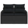 Sofá de jardín con cojín Negro 121 x 62 x 69 cm ratán sintético