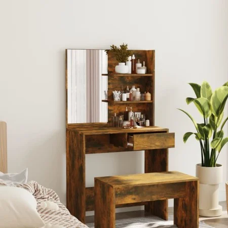Dressing table with smoked oak mirror 74.5x40x141 cm by vidaXL, Bedroom Dressers - Ref: Foro24-820490, Price: 71,21 €, Discou...
