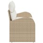 Sofá de jardín con cojín Beige 124 x 62 x 69cm ratán sintético