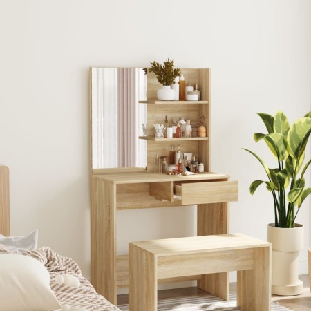 Dressing table with mirror in Sonoma oak color 74.5x40x141 cm by vidaXL, Bedroom Dressers - Ref: Foro24-802807, Price: 94,40 ...